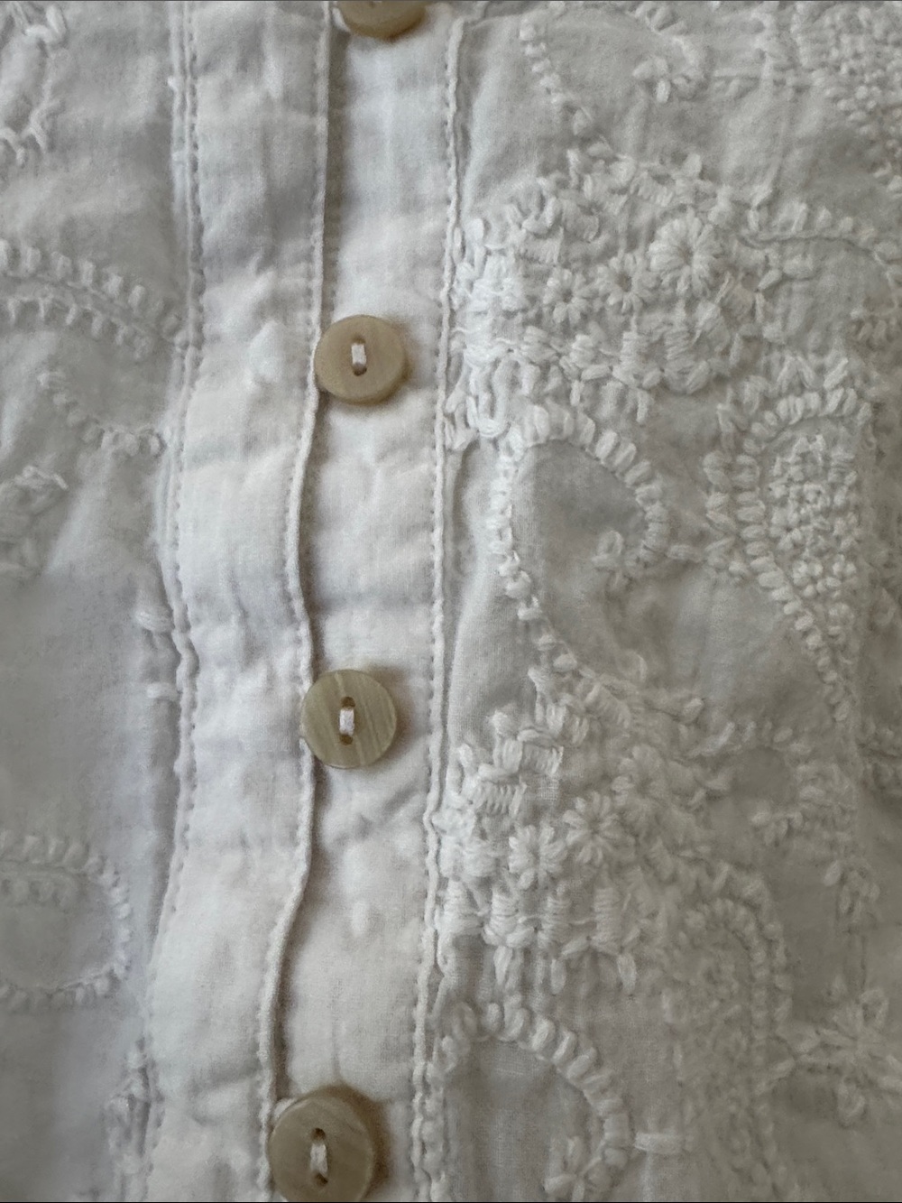 Democracy White Embroidered Long-Sleeve Henley Tee - Picture 2 of 6